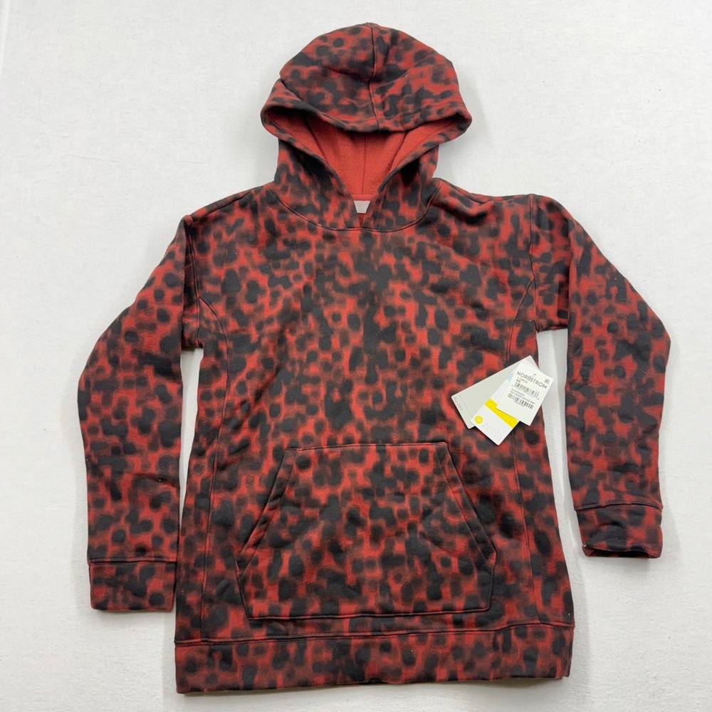 Zella Cara Cotton Blend Hoodie Rust Madder Tortoise Girls L 10/12 Cotton NWT‎